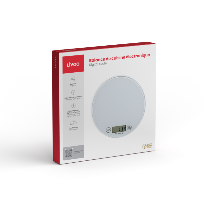 Balance de cuisine électronique Livoo – blanc (réf. DOM494W)