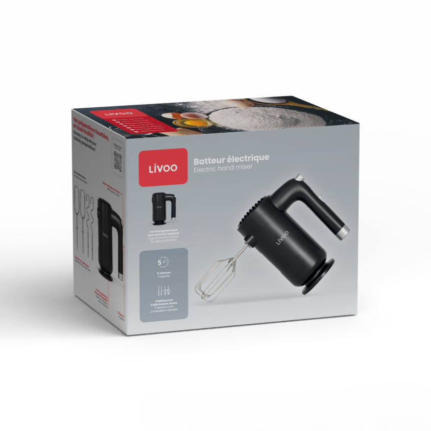 Batteur électrique Livoo – noir et argent