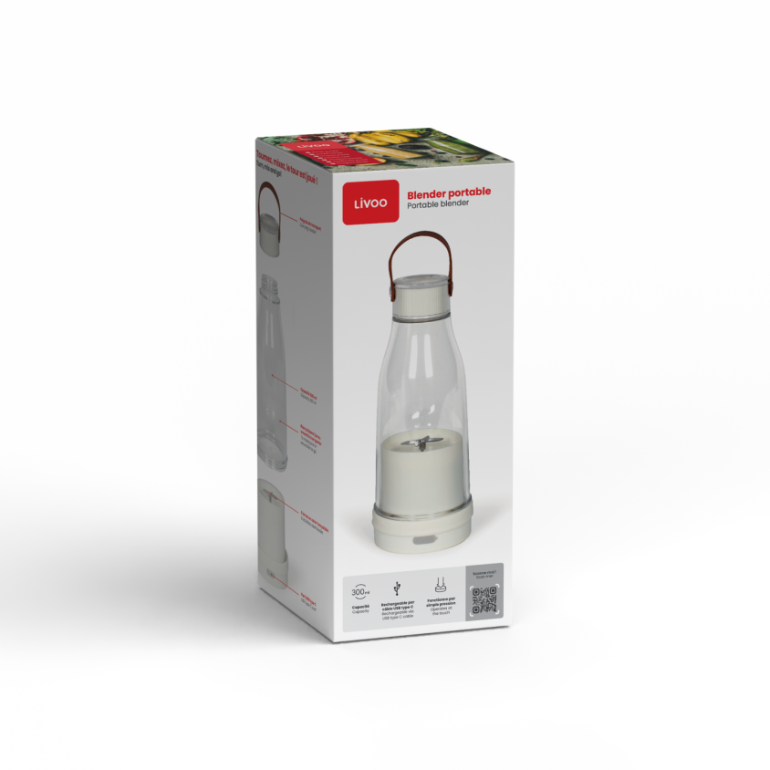 Blender portable Livoo – blanc et transparent