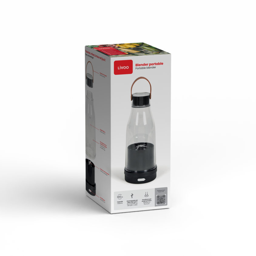 Blender portable Livoo – noir et transparent