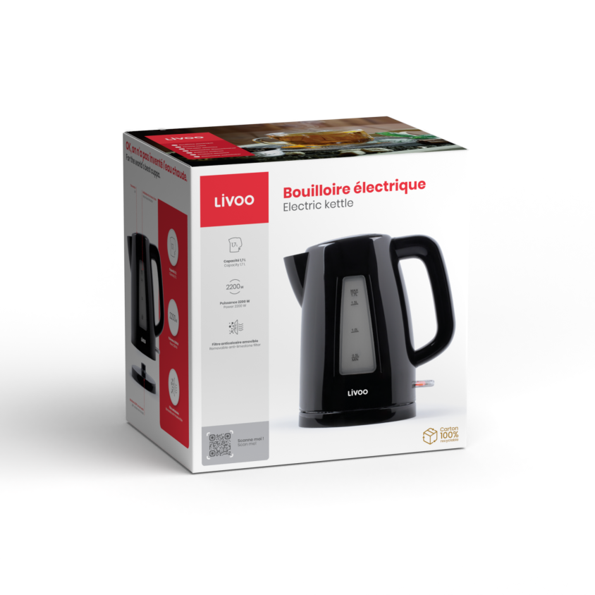 Bouilloire 1,7 L Livoo – noir