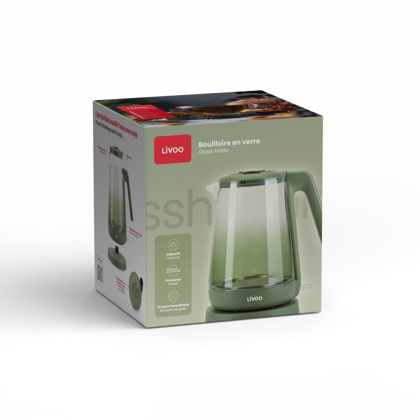 Bouilloire en verre 1,7 L Livoo – transparent