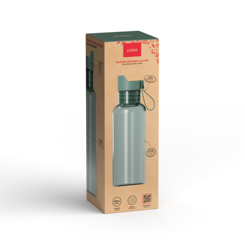 Bouteille plastique recyclé 600 ml Livoo – vert