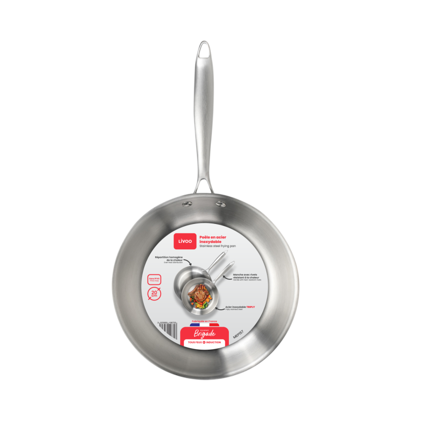 Brigade - Poêle en acier inoxydable 20 cm Livoo