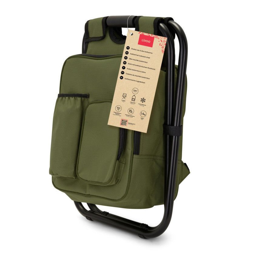 Chaise sac à dos isotherme Livoo – vert et noir