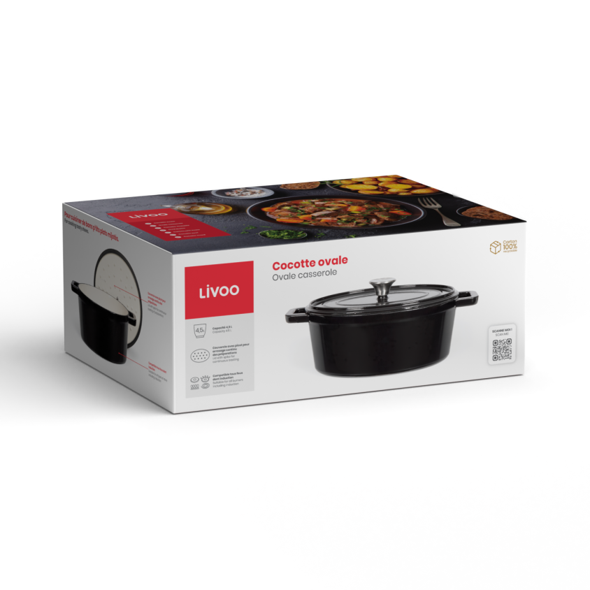 Cocotte ovale en fonte Livoo – noir