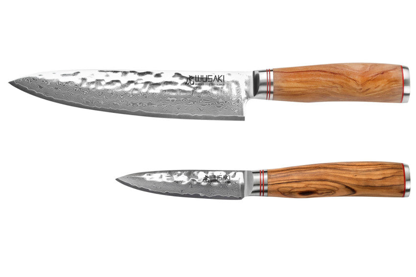Coffret Wusaki Damas Olive 10CR – 2 couteaux : chef 20 cm + office 9 cm