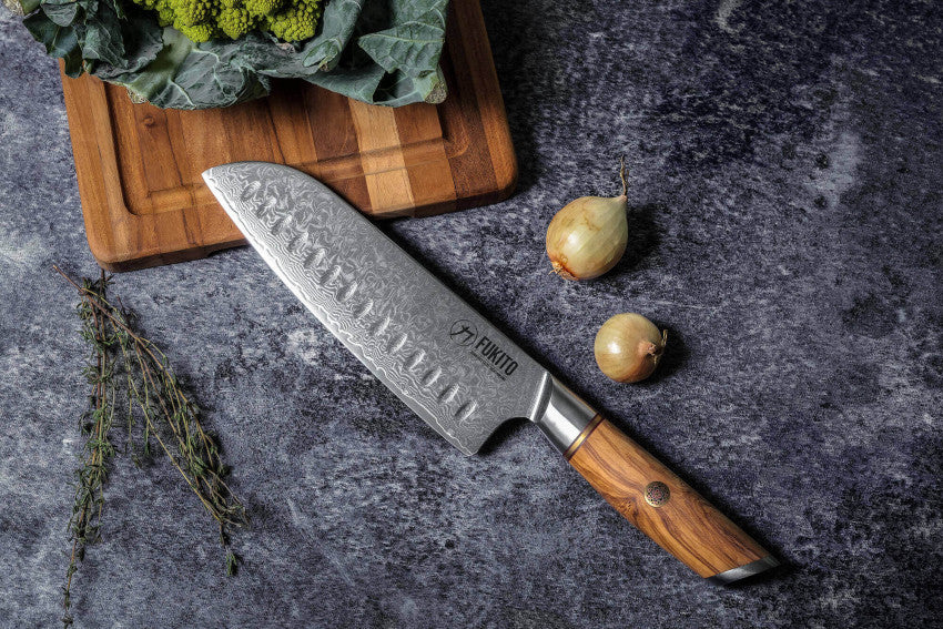 Couteau Santoku 18 cm Fukito Olive Damas 14Cr