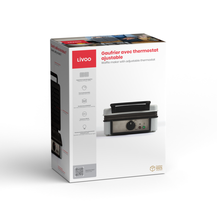 Gaufrier avec thermostat ajustable Livoo