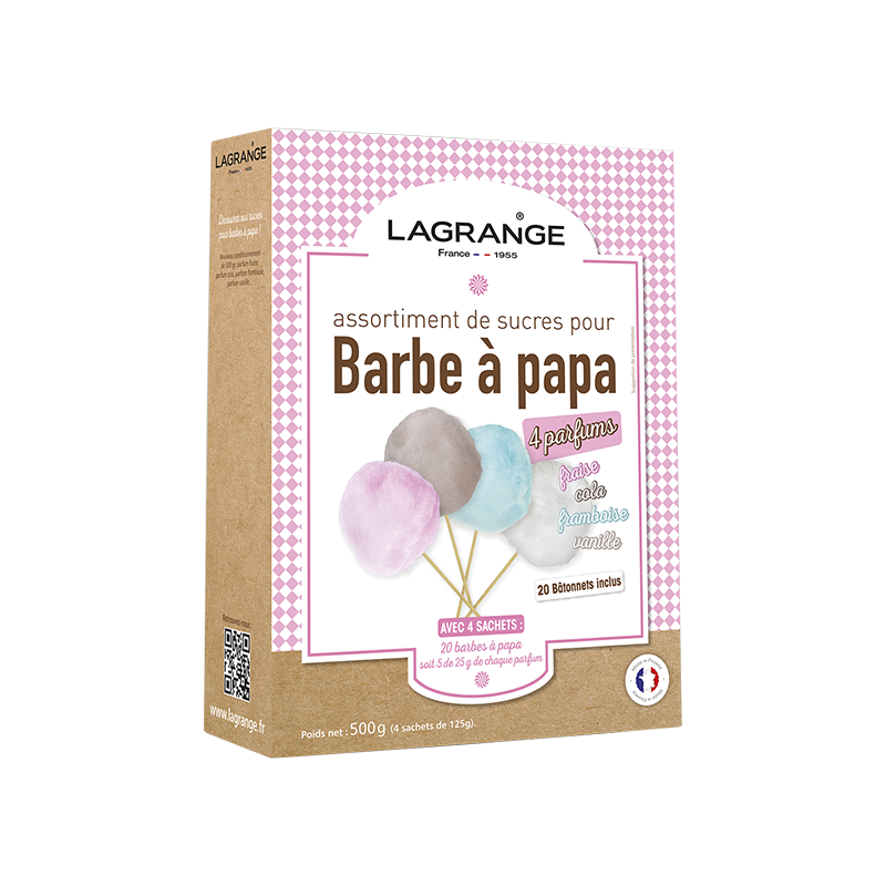 Assortiment de 4 parfums de sucres pour barbes à papa LAGRANGE 380000