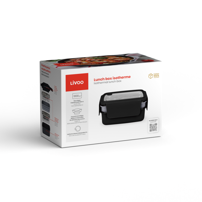 Lunch box isotherme Livoo – noir et gris