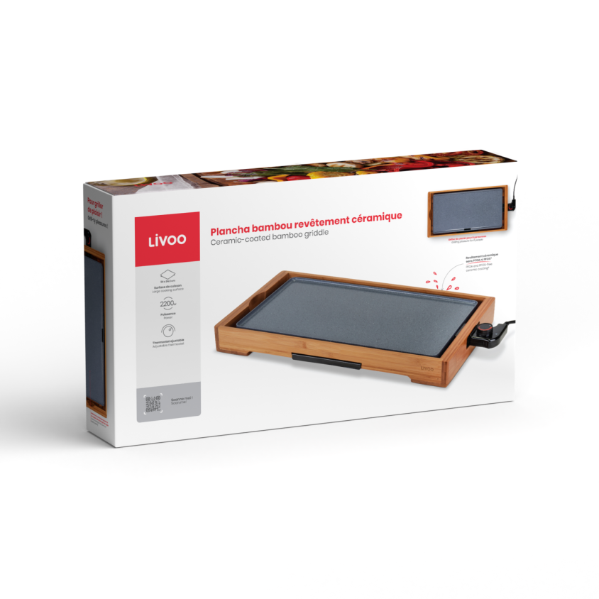 Plancha bambou revêtement céramique Livoo