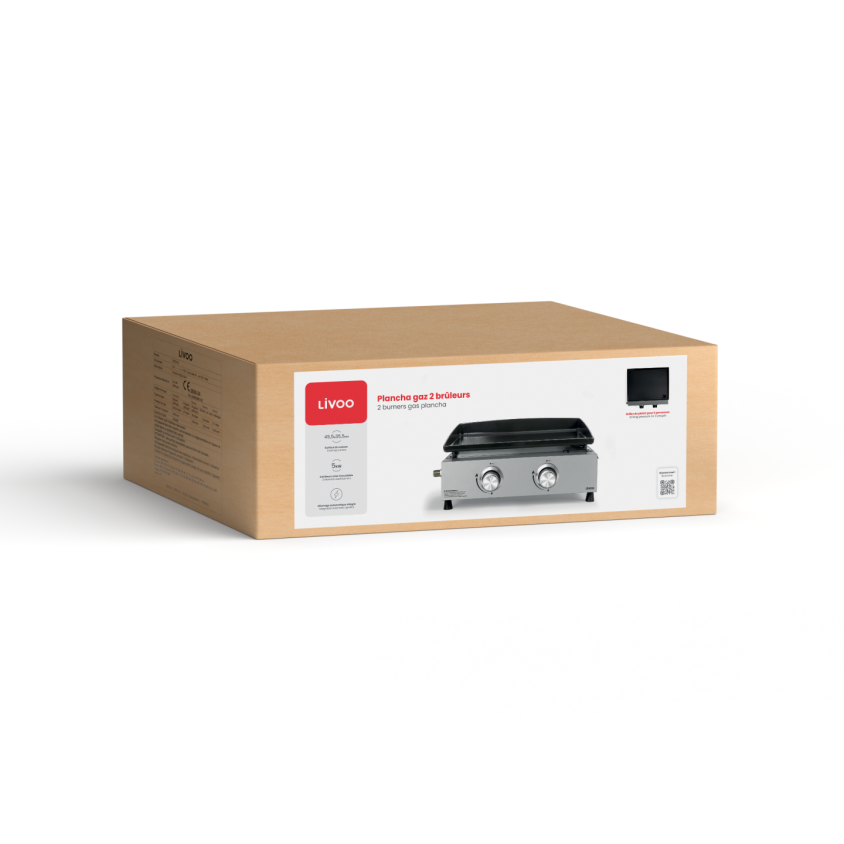 Plancha gaz 2 brûleurs Livoo