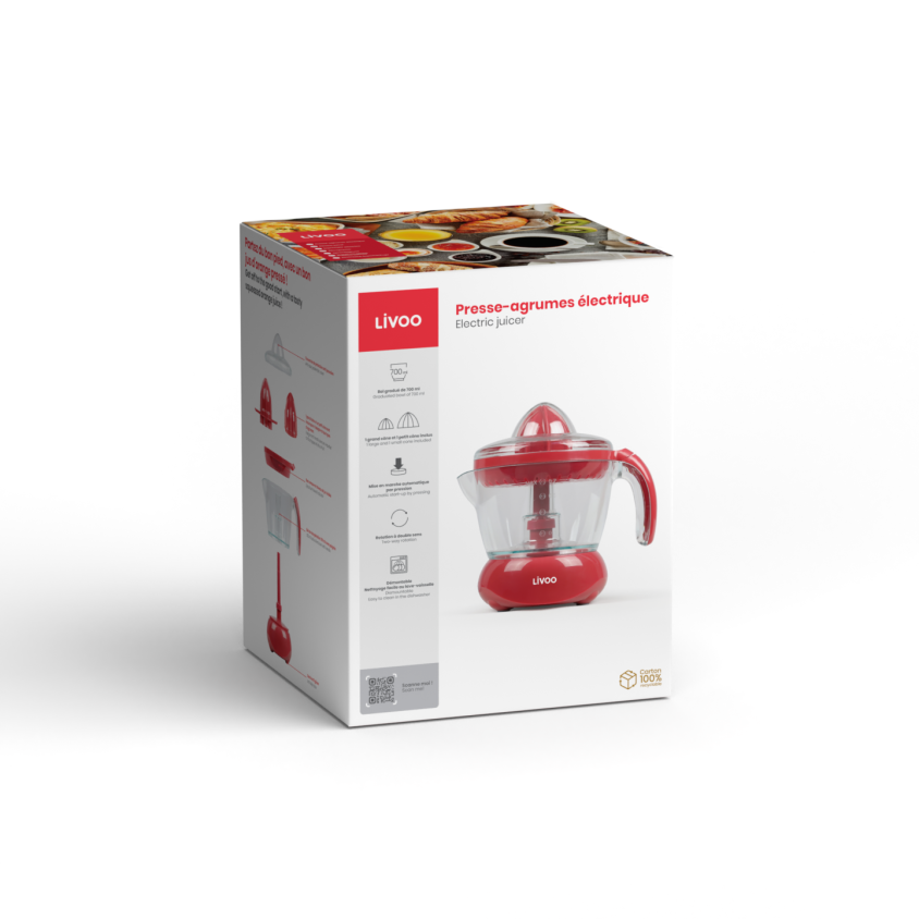 Presse-agrumes électrique Livoo – rouge chili