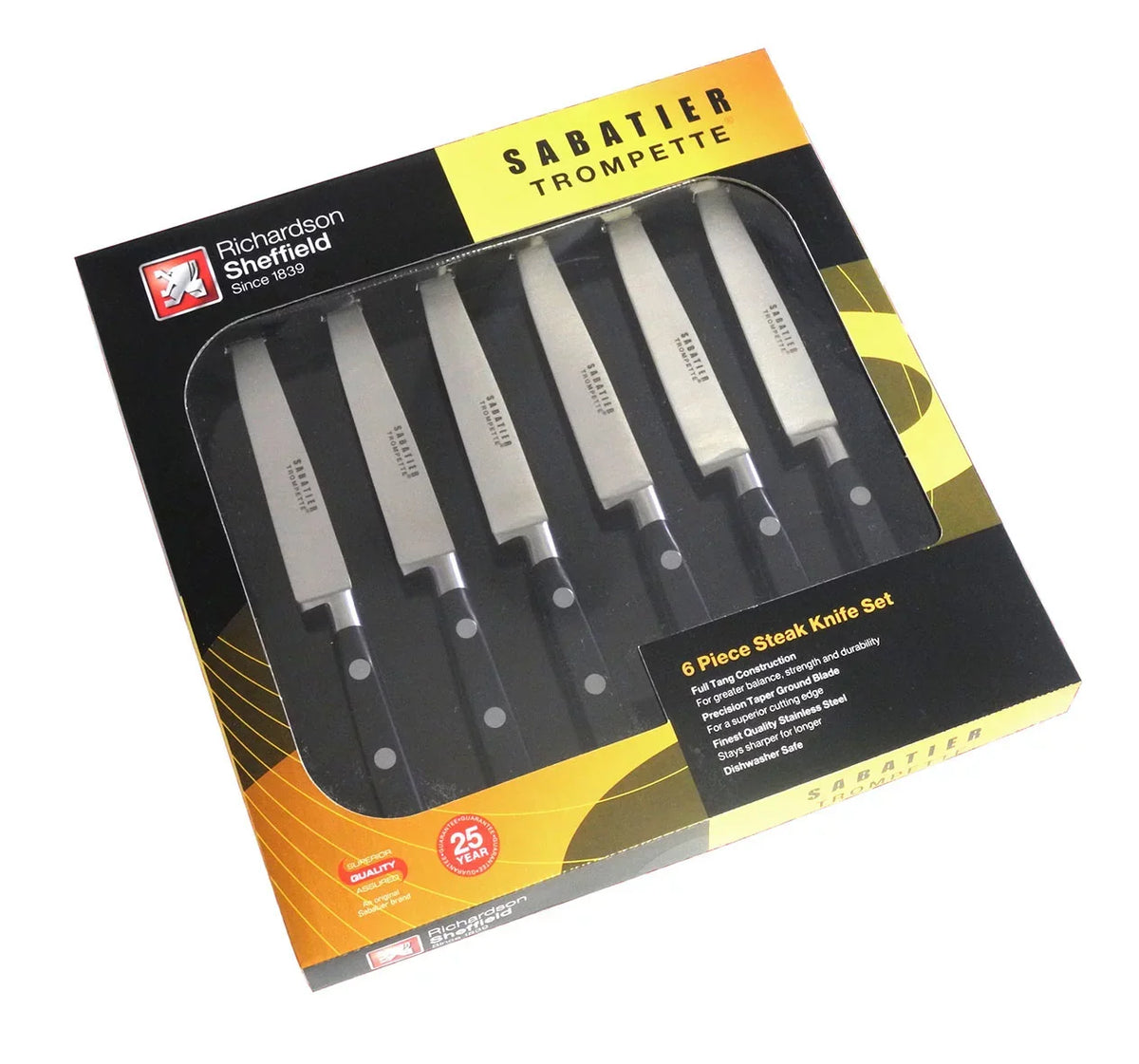 Coffret 6 couteaux steak lame lisse - Sabatier Trompette | Richardson Sheffield — coffret de six couteaux — Cuisine de France
