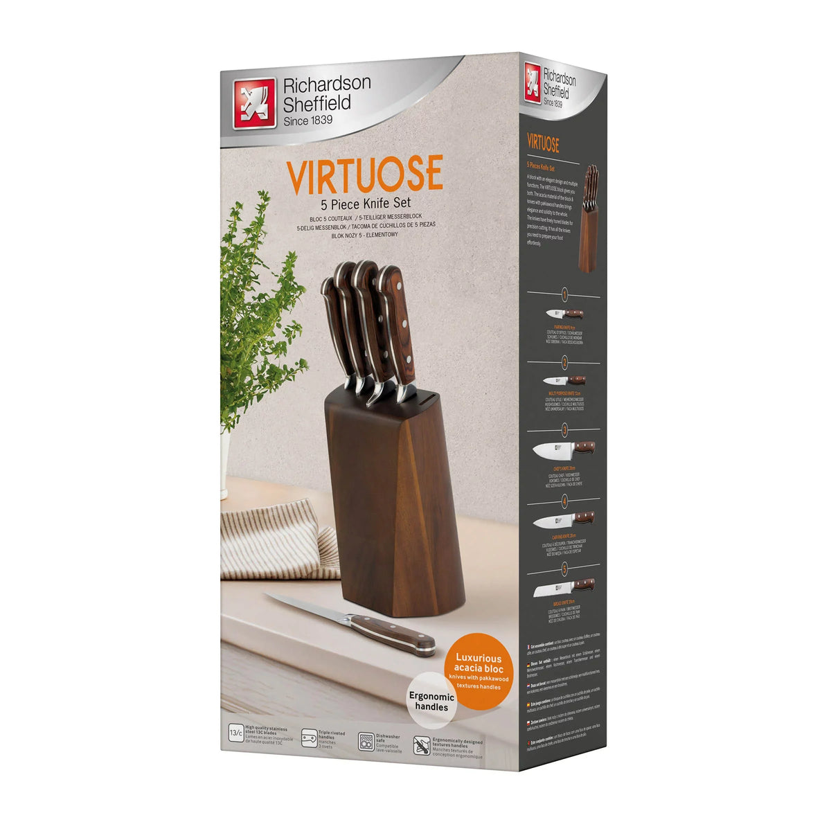 Bloc 5 couteaux de cuisine - Virtuose | Richardson Sheffield — emballage — Cuisine de France