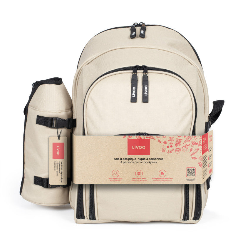 Sac à dos pique-nique 4 personnes Livoo – crème