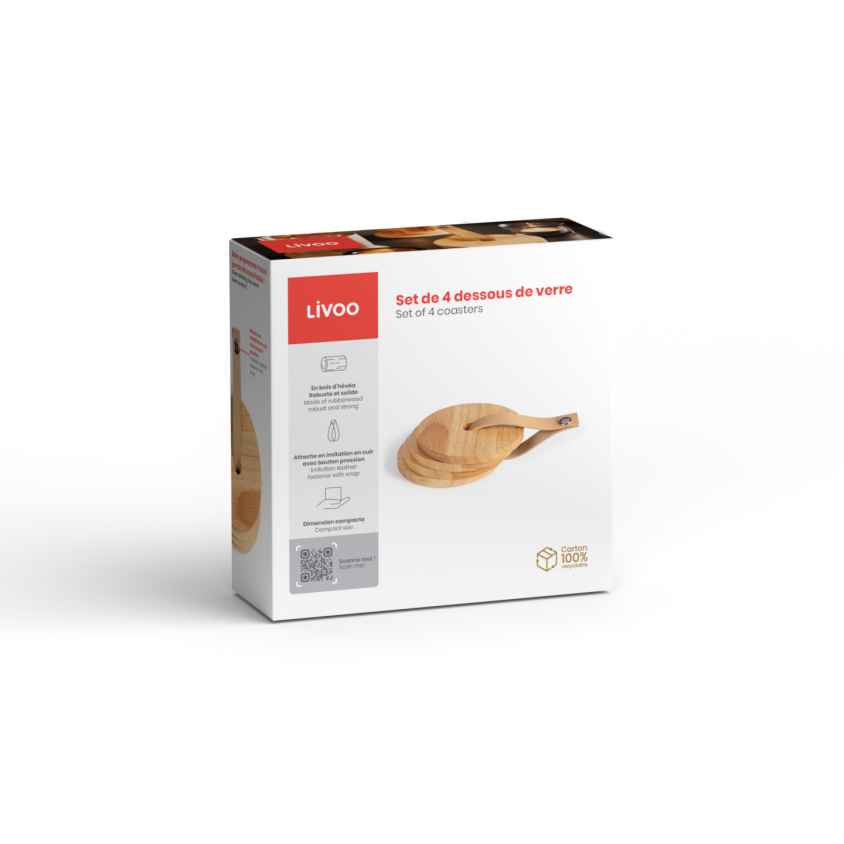 Set de 4 dessous de verre Livoo – beige (réf. MES148)