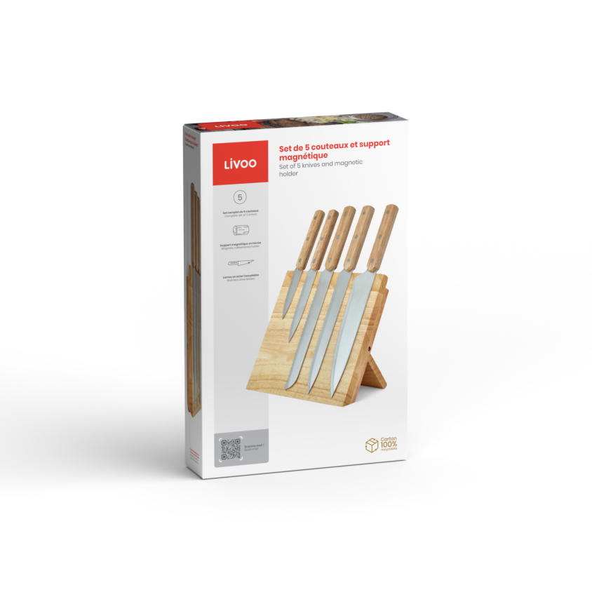 Set de 5 couteaux et support magnétique Livoo