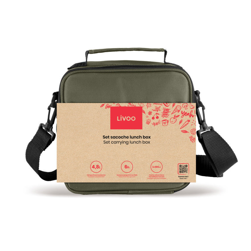 Set sacoche lunch box Livoo – vert et noir