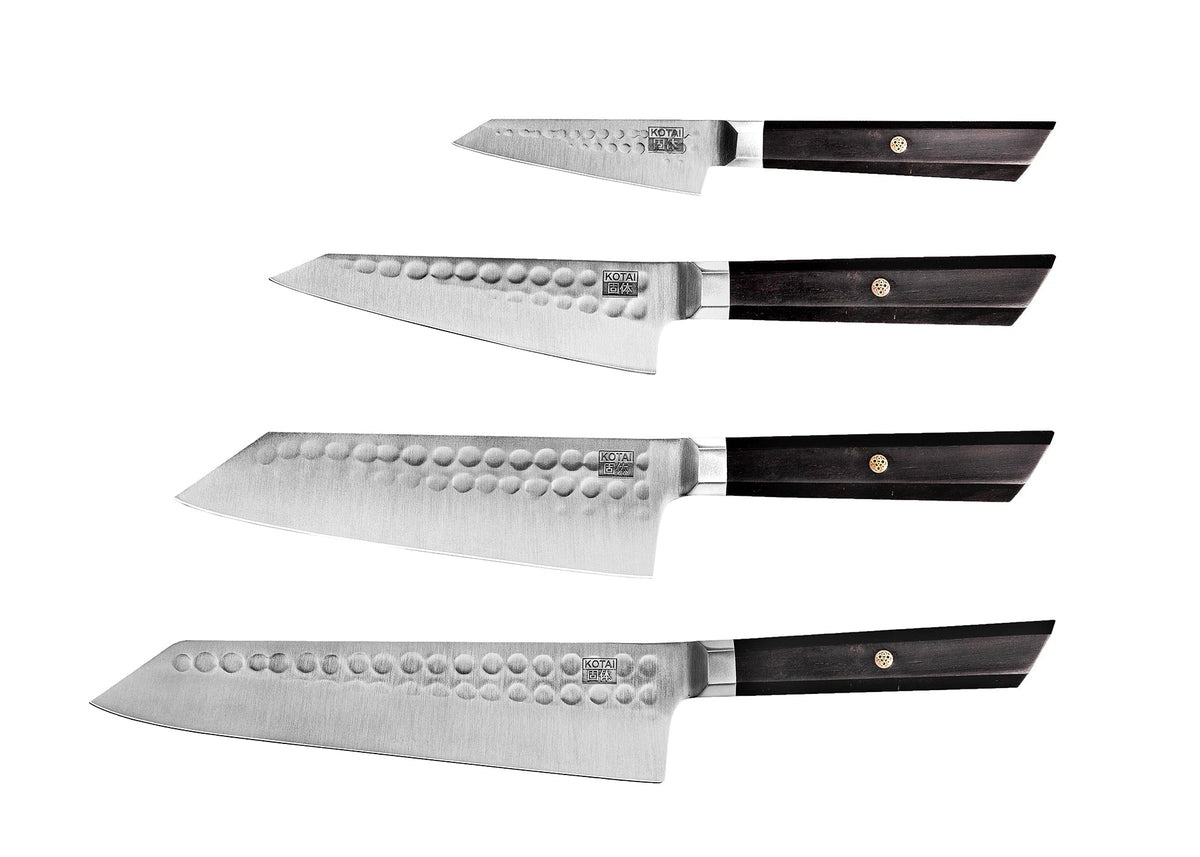 Set complet KOTAI Bunka – 4 couteaux (couteau d'office + Petty + Santoku + Kiritsuke)