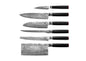Set complet KOTAI Pakka Damas – 6 couteaux (couteau d'office + Santoku + Gyuto + filet de sole + couteau à pain + hachoi