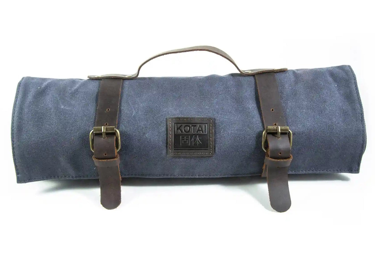 Trousse à couteaux KOTAI en cuir et toile – 7 couteaux + 1 fusil
