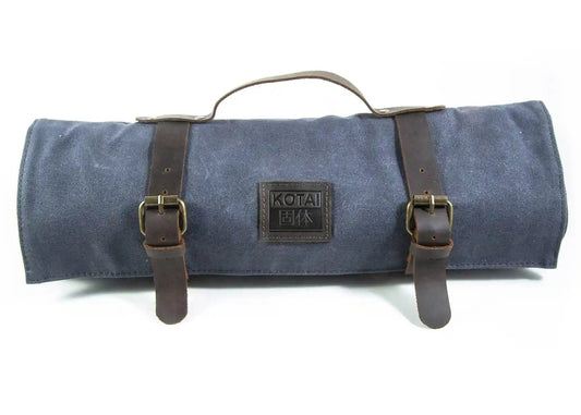 Trousse à couteaux KOTAI en cuir et toile – 7 couteaux + 1 fusil