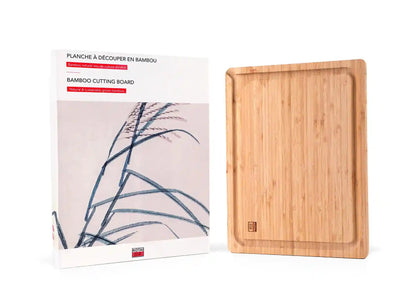 Planche à découper KOTAI en bambou avec rigole et réservoir à jus – 40 x 30 x 2 cm