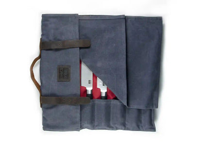 Trousse à couteaux KOTAI en cuir et toile – 7 couteaux + 1 fusil