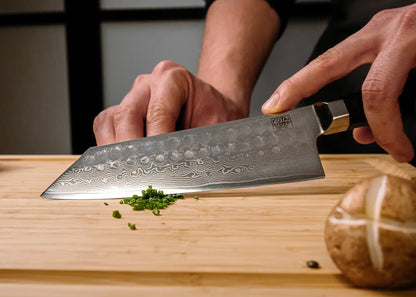 Set complet Deluxe 8 pièces KOTAI Bunka Damas – 4 couteaux (couteau d'office + Petty + Santoku + Kiritsuke) et 4 accesso