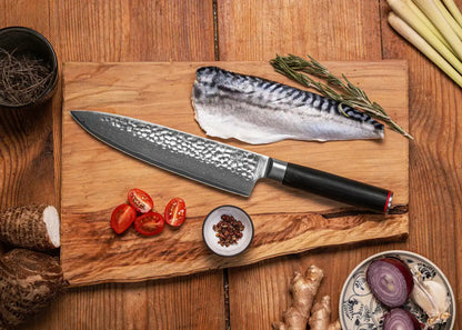 Set complet KOTAI Pakka Damas – 6 couteaux (couteau d'office + Santoku + Gyuto + filet de sole + couteau à pain + hachoi