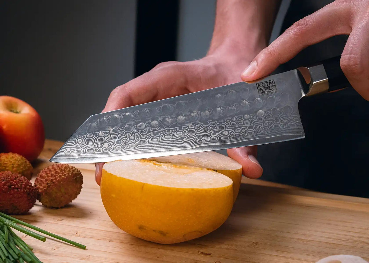 Set complet KOTAI Bunka Damas – 4 couteaux (couteau d'office + Petty + Santoku + Kiritsuke)