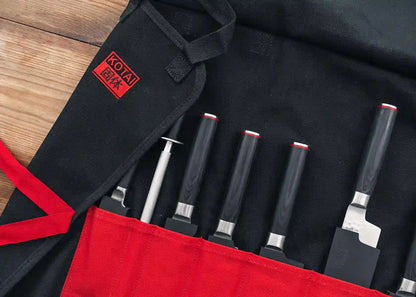 Trousse à couteaux nomade KOTAI 100 % coton avec poignées – 6 couteaux + 1 fusil