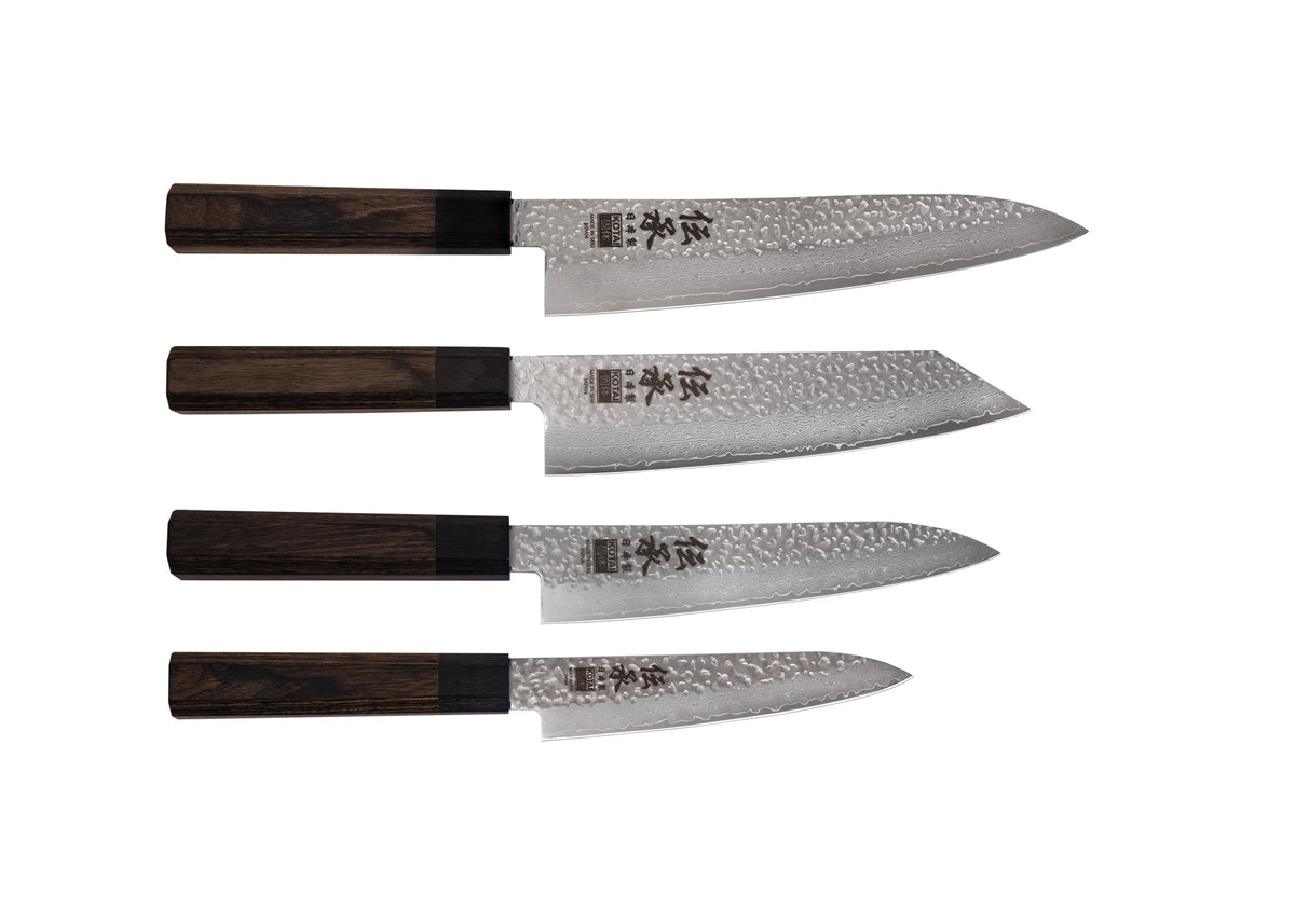 Set complet KOTAI Densho – 4 couteaux (Petty + Gyuto 18 cm + Kiritsuke + Gyuto 21 cm)