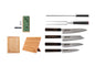 Set complet Deluxe 9 pièces KOTAI Densho – 4 couteaux (Petty + Gyuto 18 cm + Kiritsuke + Gyuto 21 cm) et 5 accessoires (