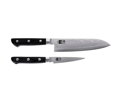 Set de base KOTAI Hashi Damas – 2 couteaux (office 9 cm + santoku 18 cm)