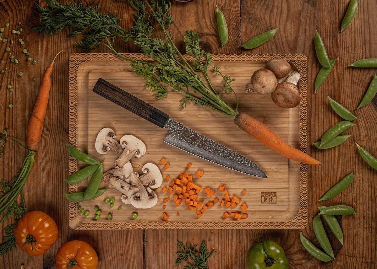 Set complet Nomade 6 pièces KOTAI Densho – 4 couteaux (Petty + Gyuto 18 cm + Kiritsuke + Gyuto 21 cm) et 2 accessoires (