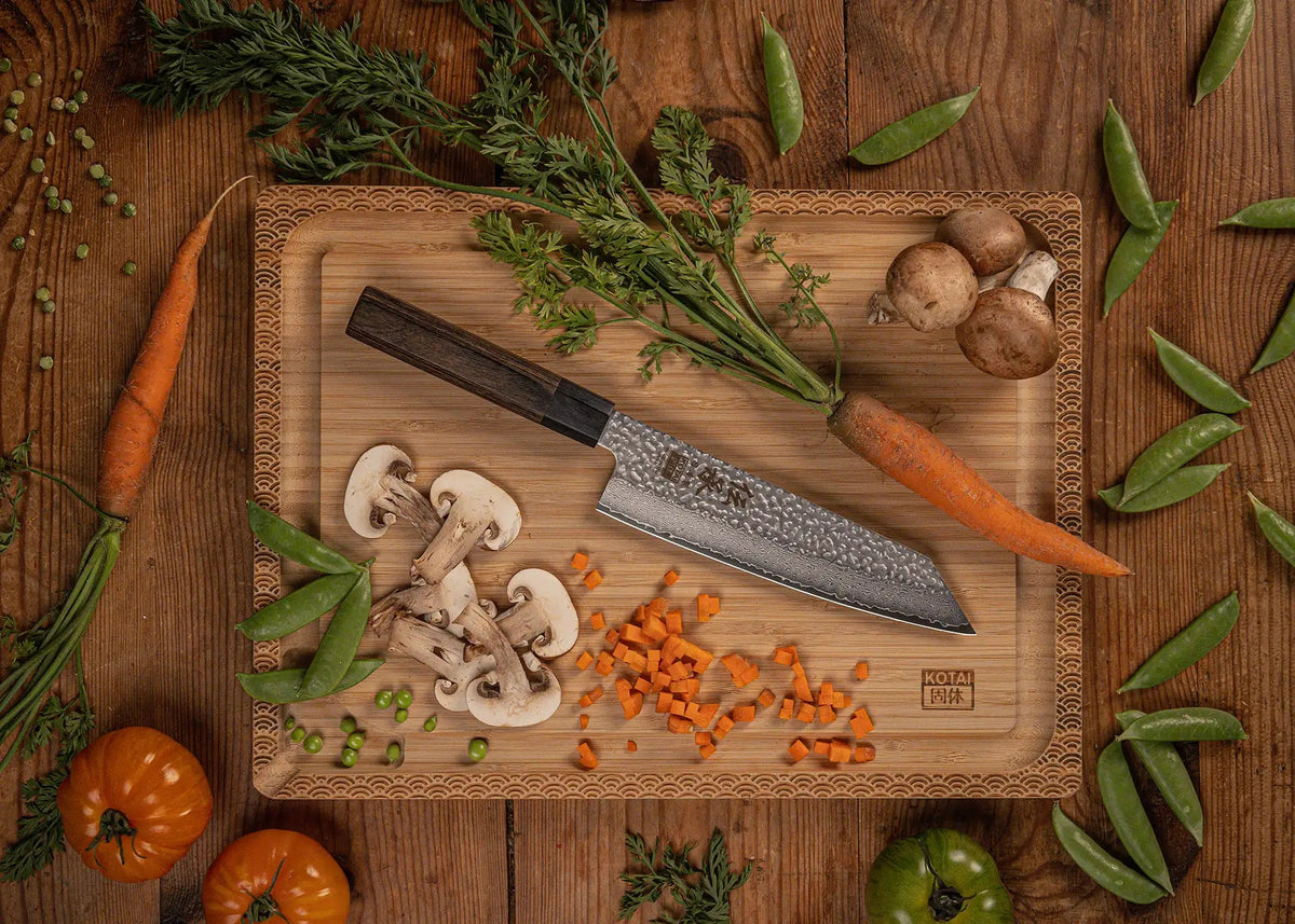 Set complet Nomade 6 pièces KOTAI Densho – 4 couteaux (Petty + Gyuto 18 cm + Kiritsuke + Gyuto 21 cm) et 2 accessoires (