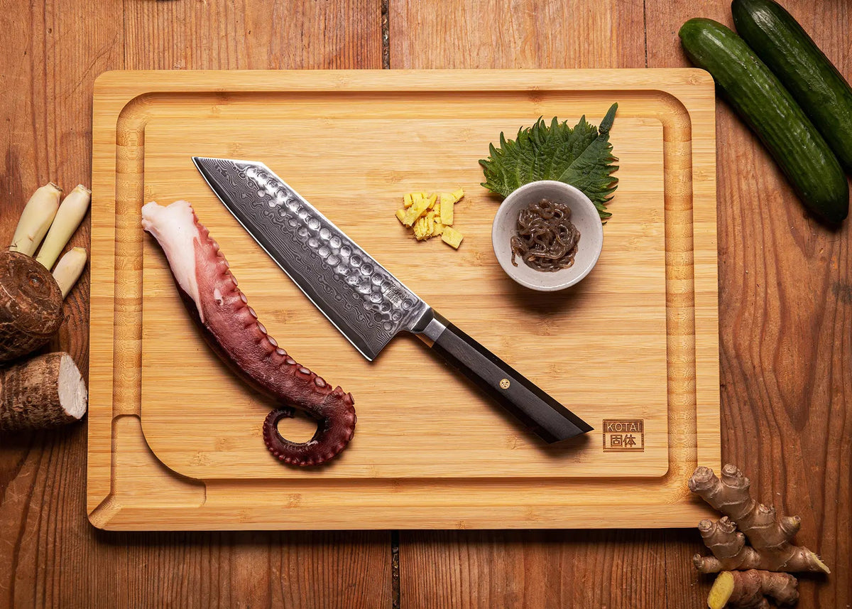 Set de base KOTAI Bunka Damas – 2 couteaux (couteau d'office + Santoku)
