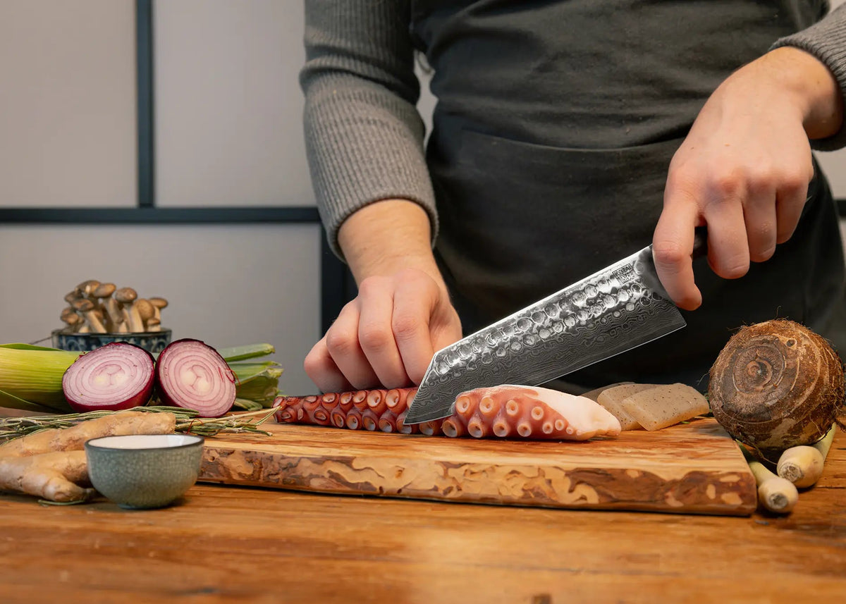 Set de base KOTAI Bunka Damas – 2 couteaux (couteau d'office + Santoku)