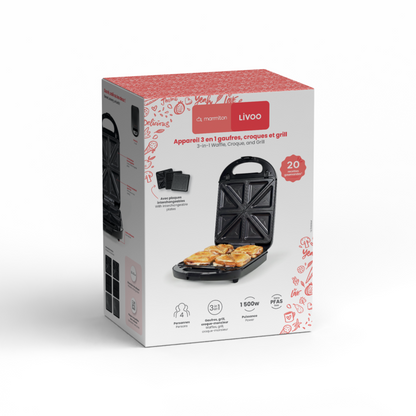 Appareil 3 en 1 gaufres, croques et grill 4 personnes - Livoo x Marmiton