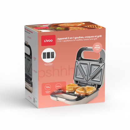 Appareil 3 en 1 gaufres, croques et grill Livoo