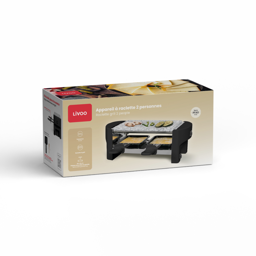 Appareil à raclette 2 personnes Livoo – noir