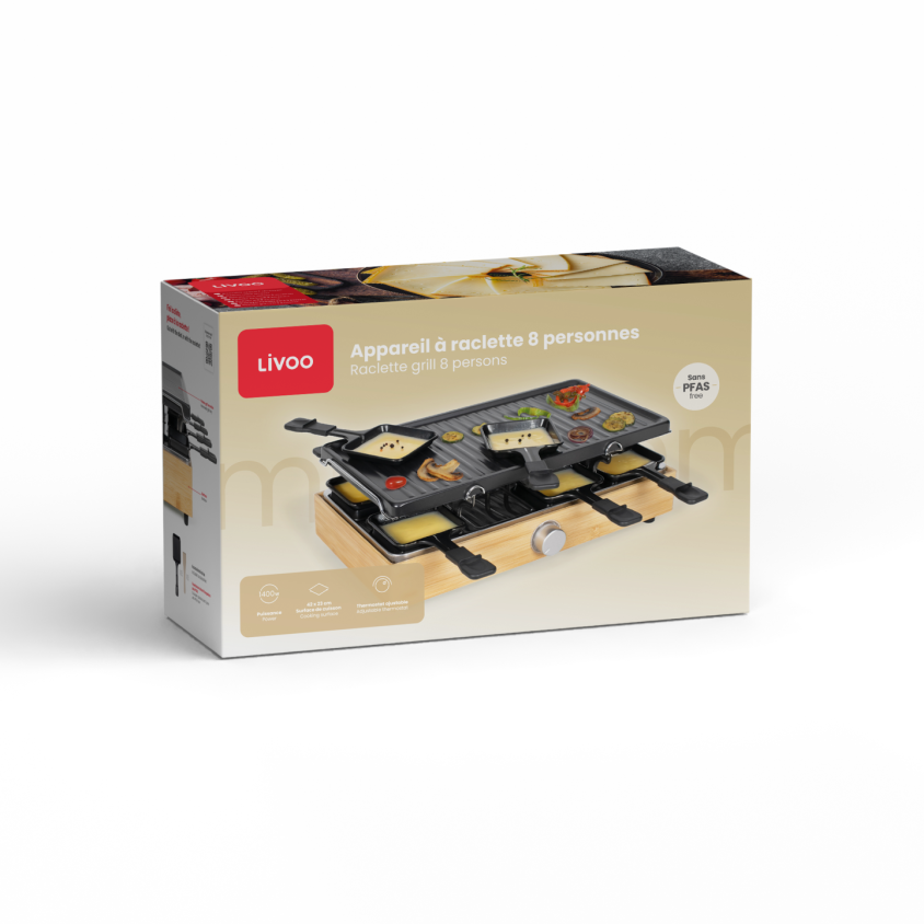 Appareil à raclette 8 personnes Livoo