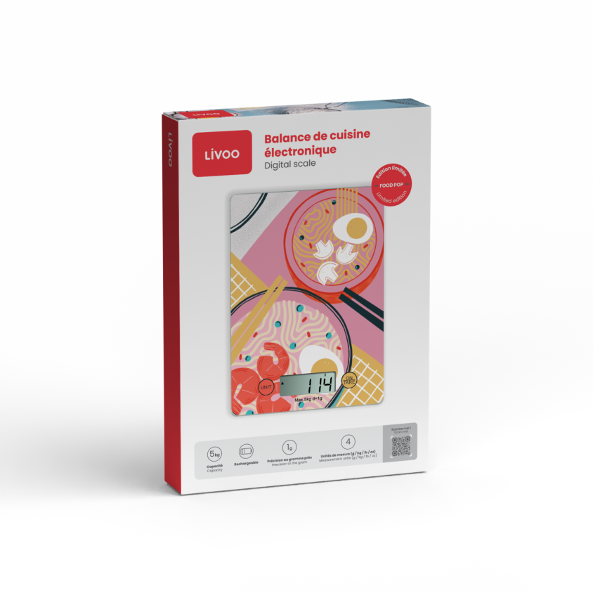 Balance de cuisine électronique rechargeable Livoo – rose