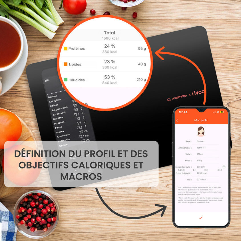 Balance de cuisine nutritionnelle connectée - Livoo x Marmiton