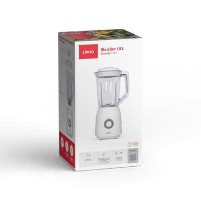 Blender 1,5 L Livoo – blanc et transparent