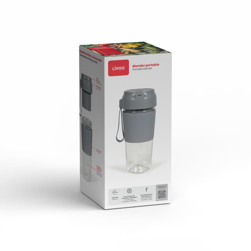 Blender portable Livoo – gris et transparent