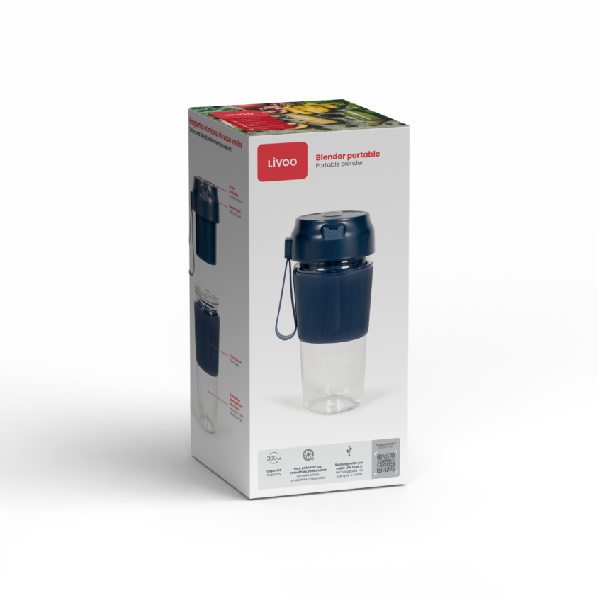 Blender portable Livoo – bleu et transparent